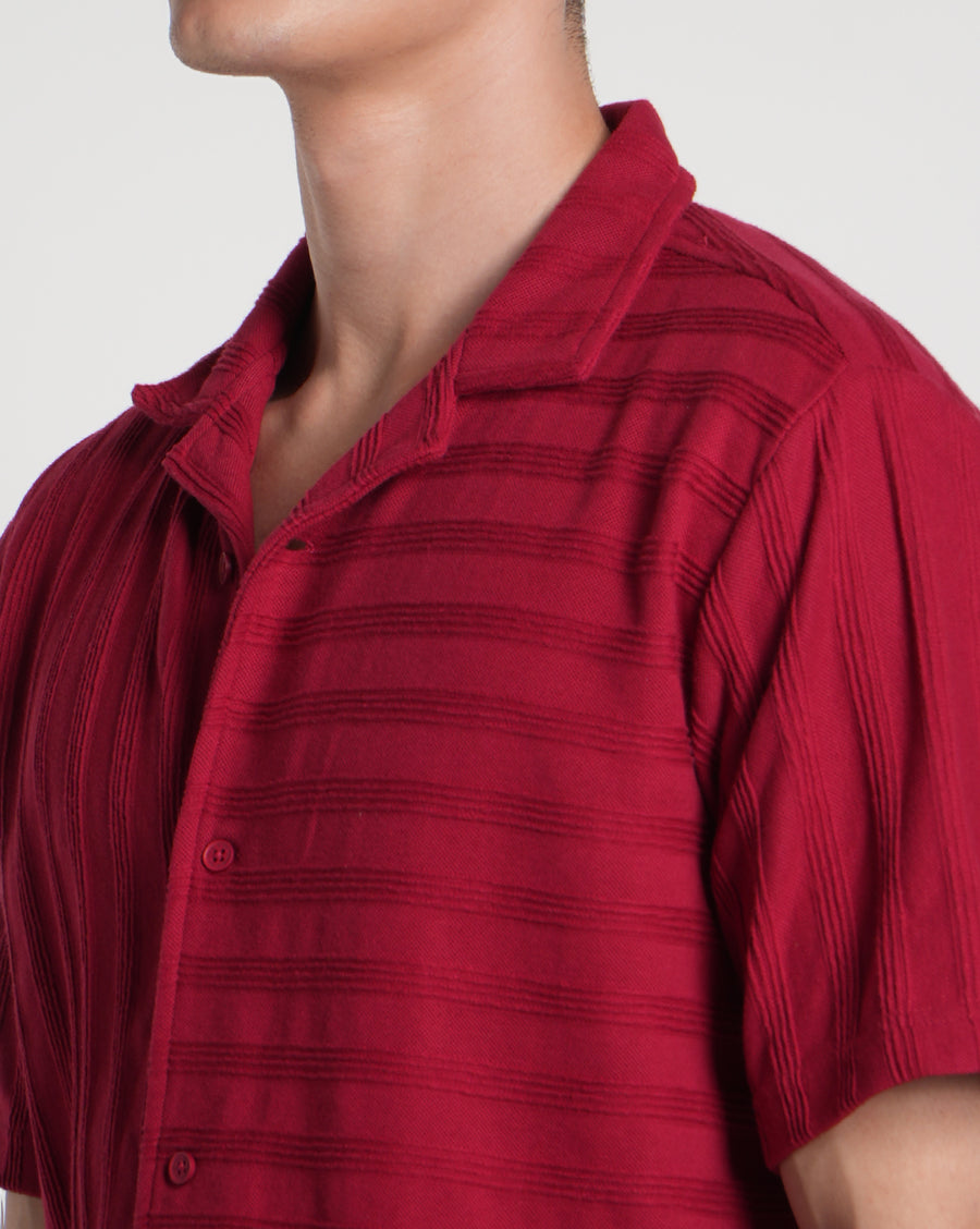 Burgundy Regular Fit Half Sleeve Shirt