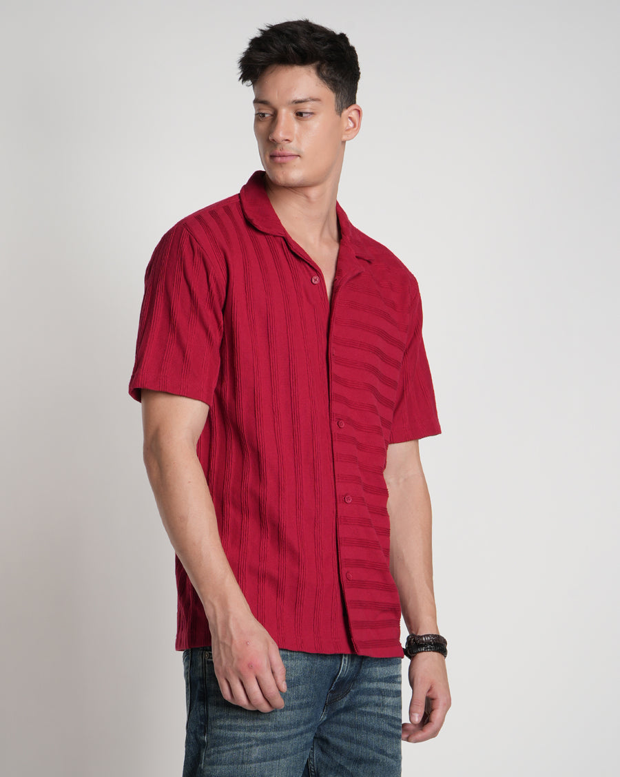 Burgundy Regular Fit Half Sleeve Shirt