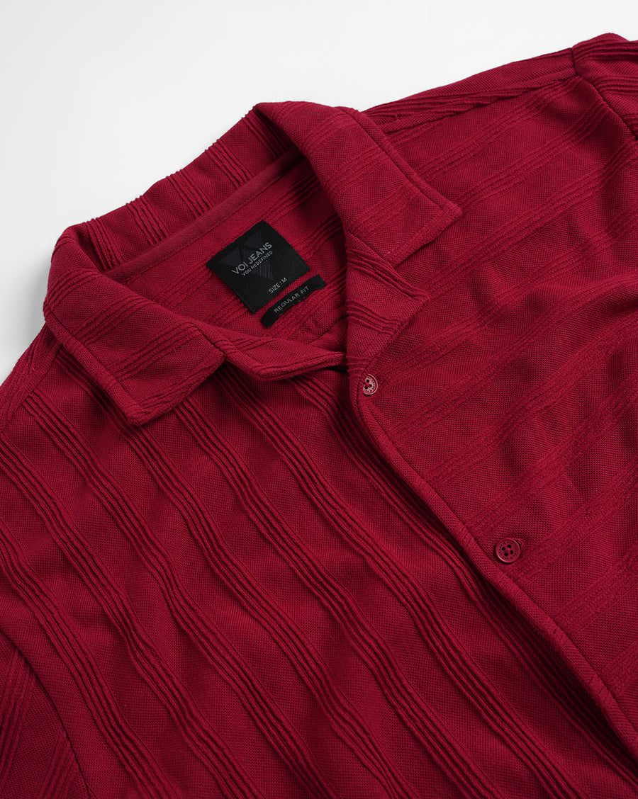 Burgundy Regular Fit Half Sleeve Shirt