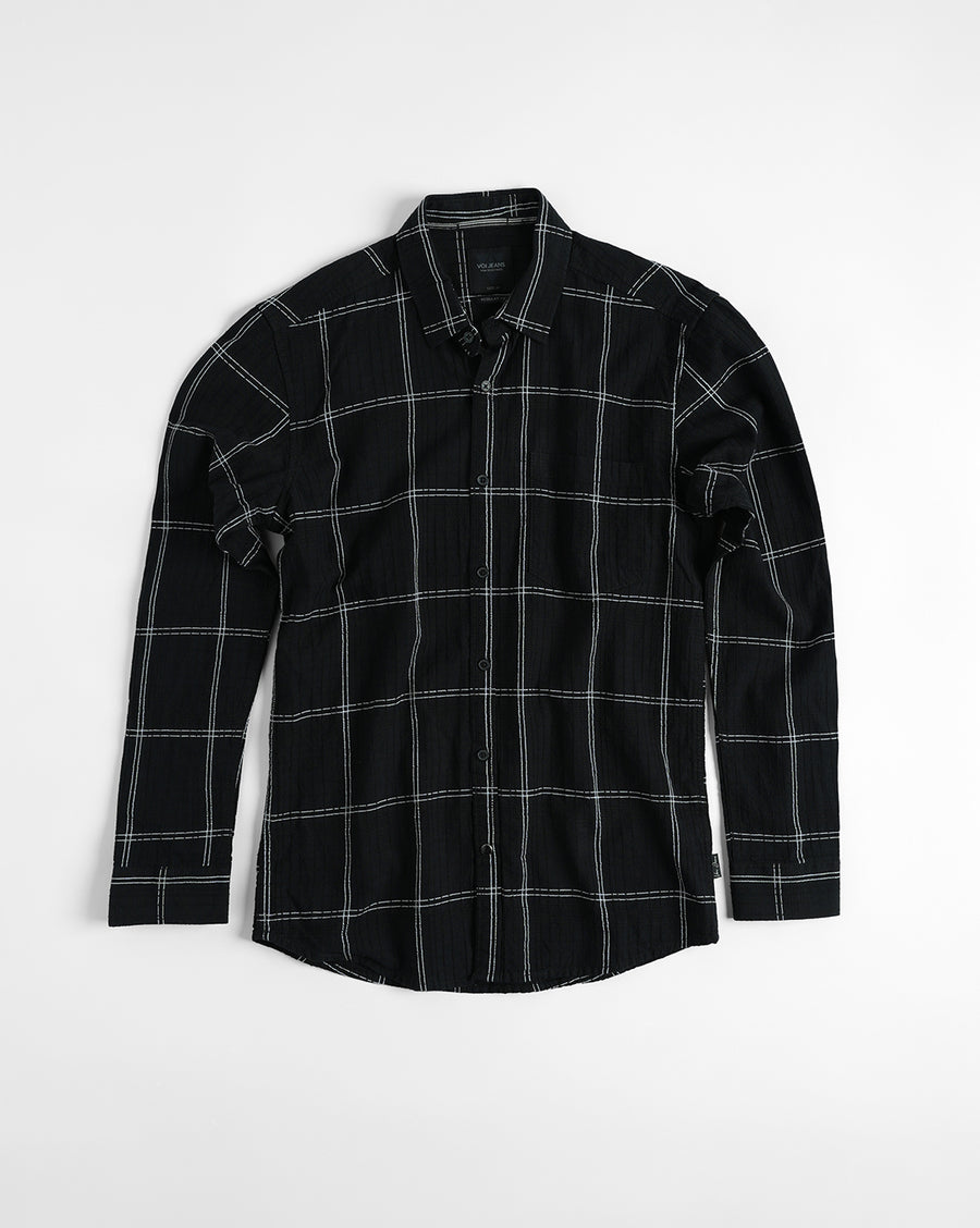 Black White Checks Regular Fit Shirt