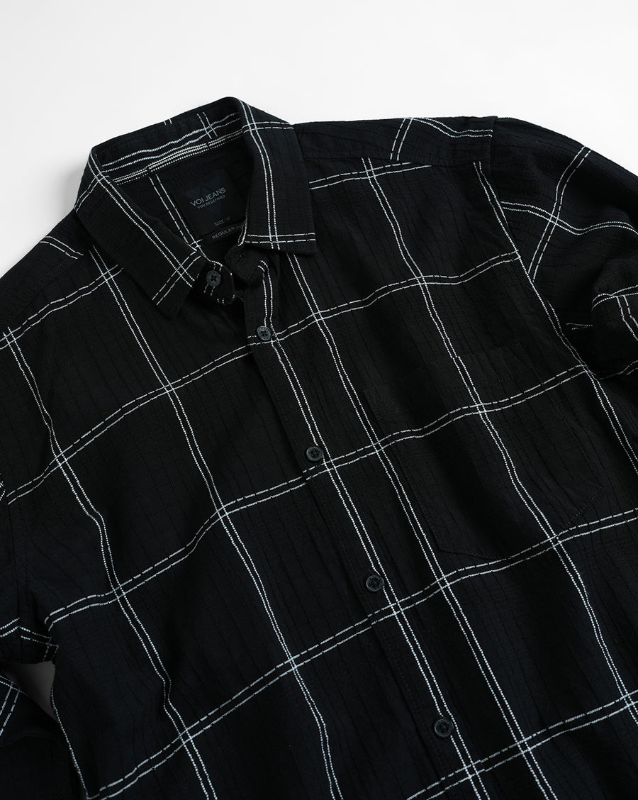 Black White Checks Regular Fit Shirt
