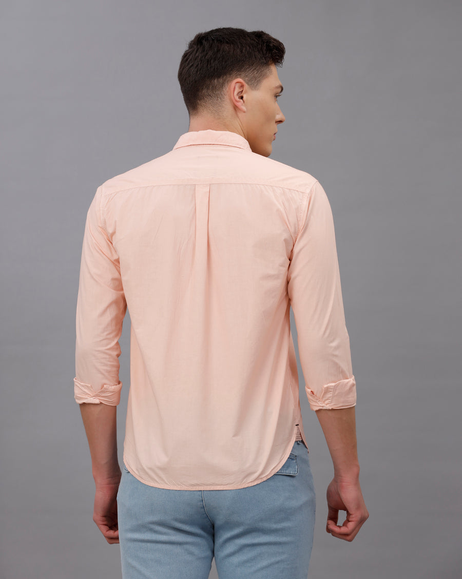 LT PINK REGULAR FIT COTTON POPLIN SHIRT