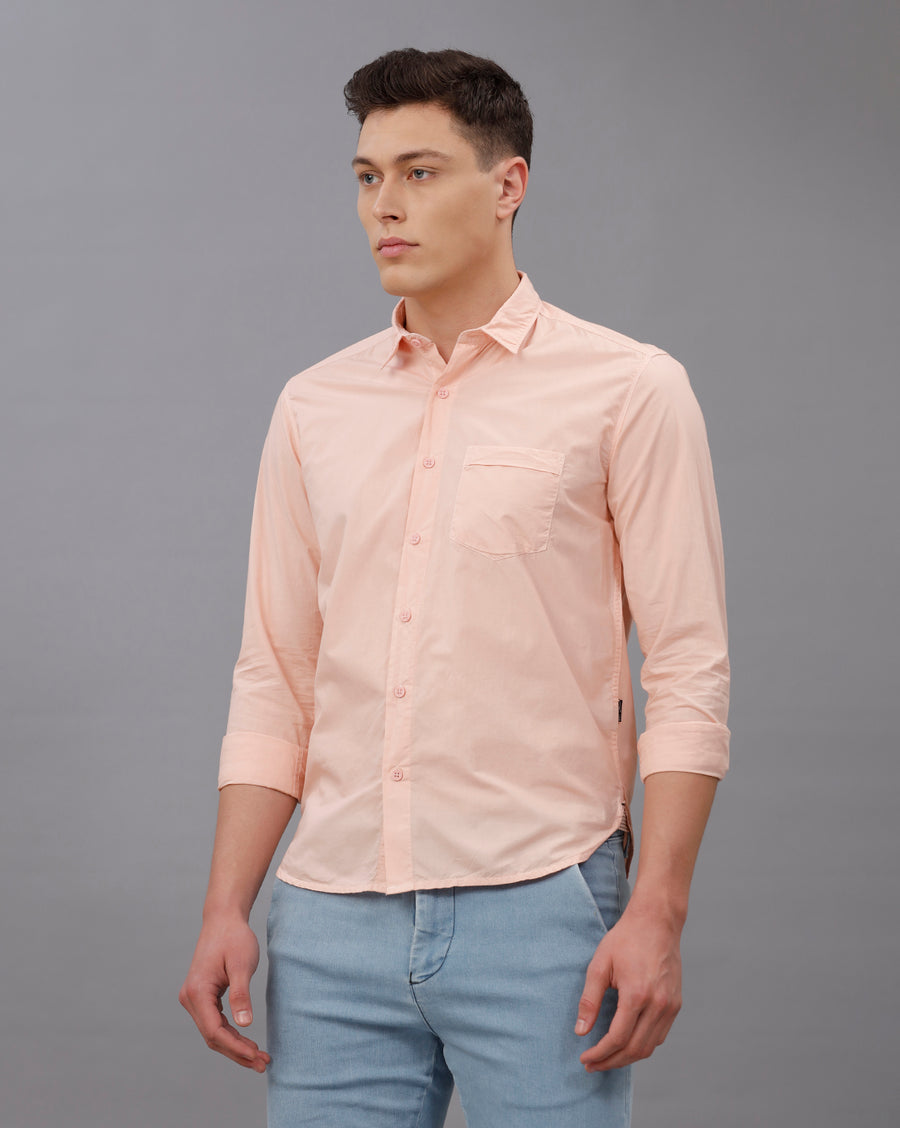 LT PINK REGULAR FIT COTTON POPLIN SHIRT