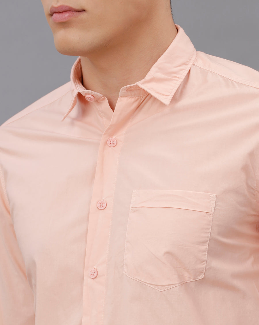 LT PINK REGULAR FIT COTTON POPLIN SHIRT