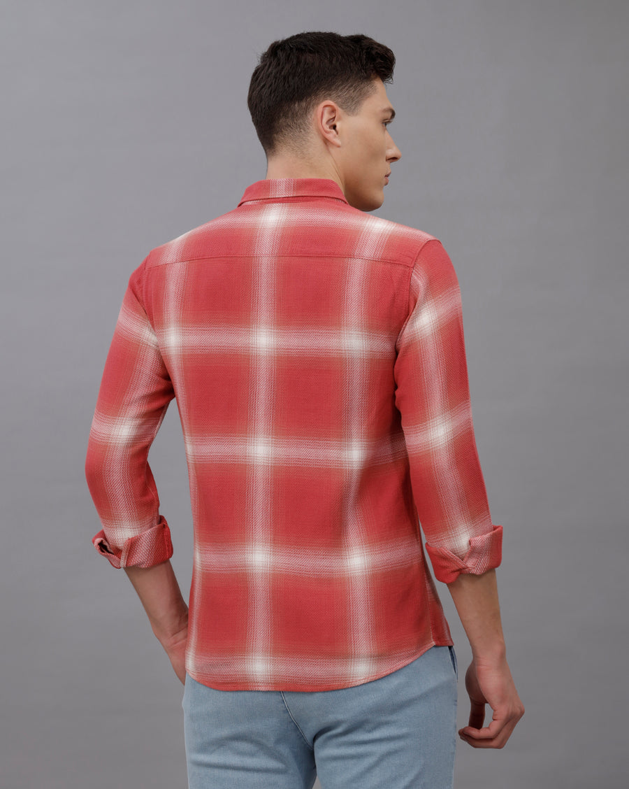 PEACH RED SLIM FIT COTTON SHIRT