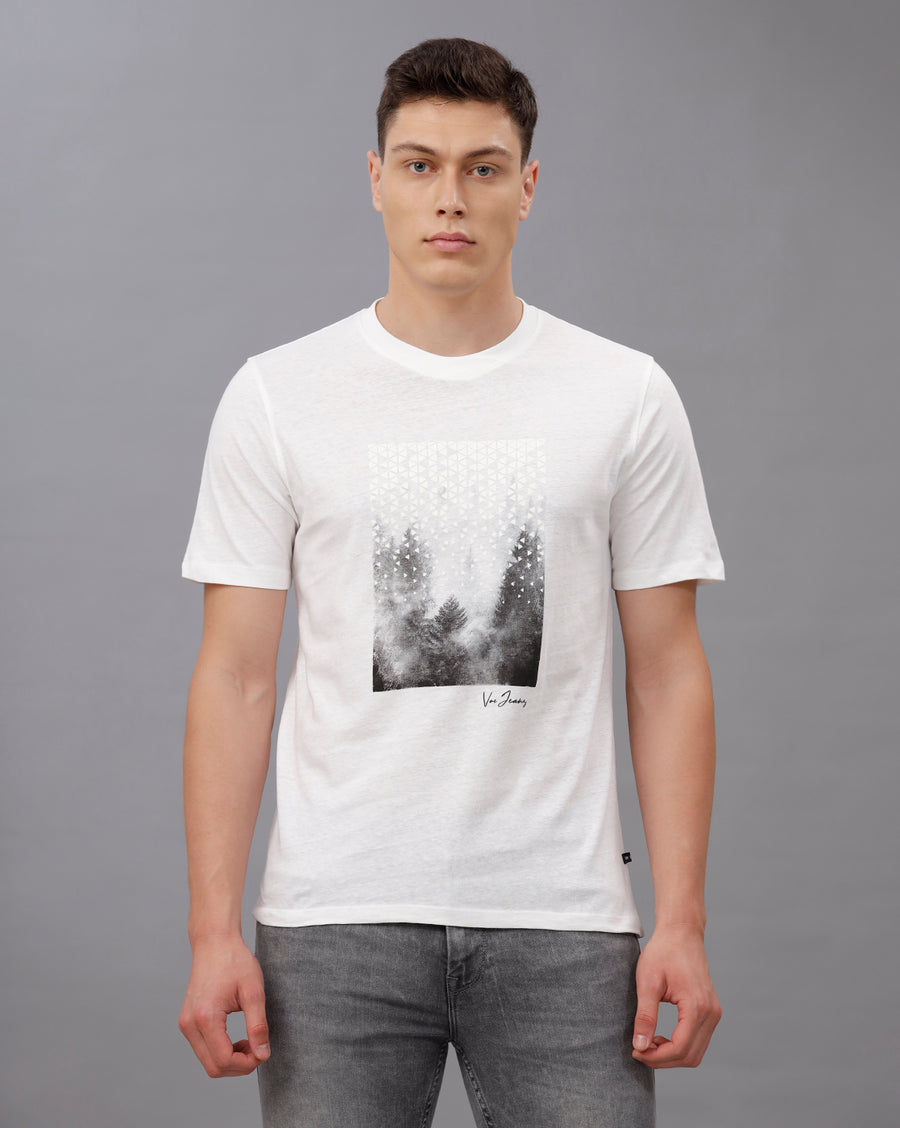 WHITE REGULAR FIT COTTON T-SHIRT