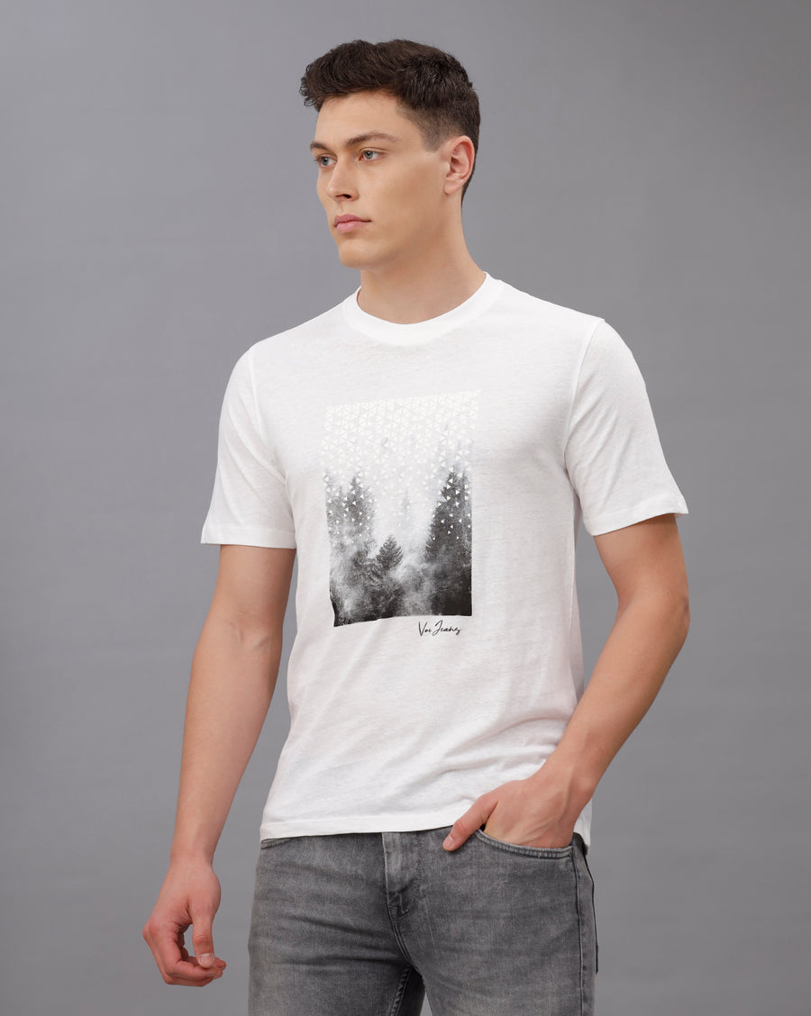 WHITE REGULAR FIT COTTON T-SHIRT
