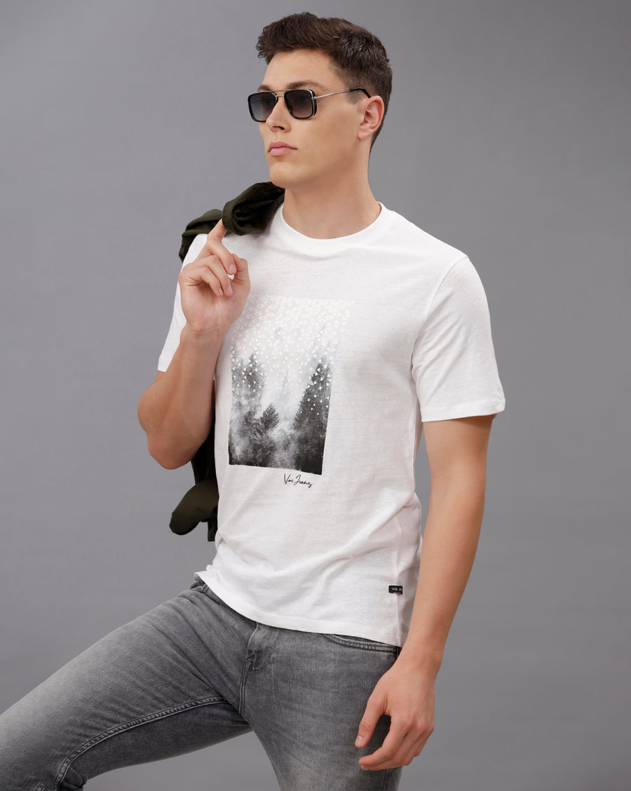 WHITE REGULAR FIT COTTON T-SHIRT