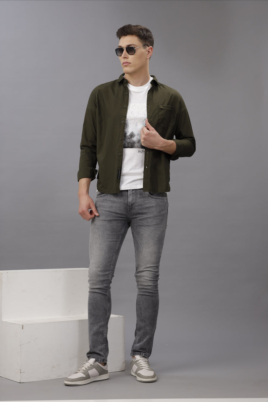GREY TRACK SKINNY FIT JEANS