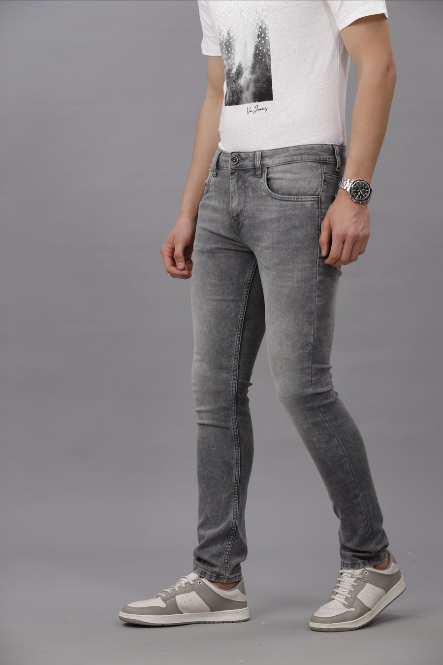 GREY TRACK SKINNY FIT JEANS