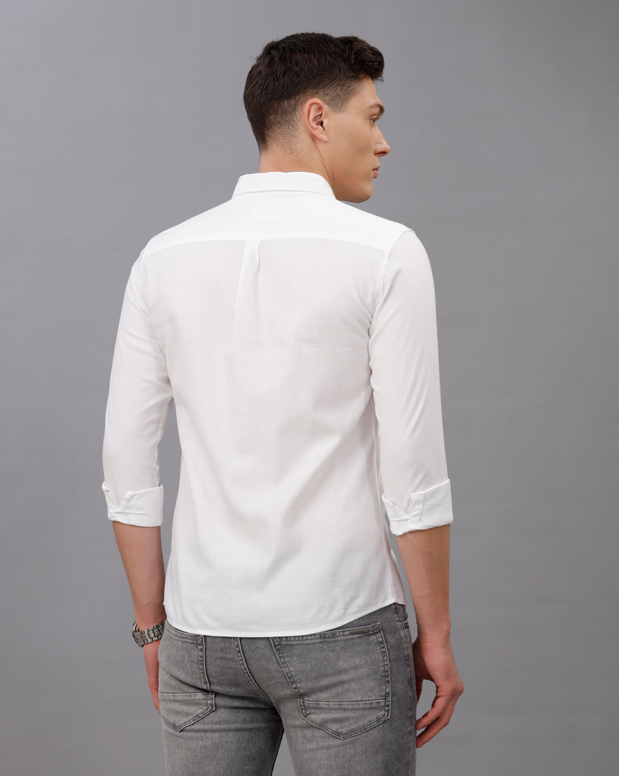 WHITE  SLIM FIT COTTON SHIRT