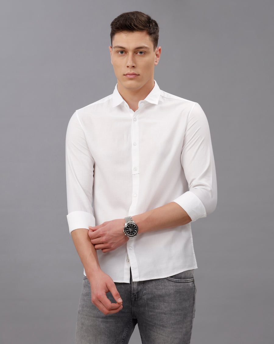 WHITE  SLIM FIT COTTON SHIRT