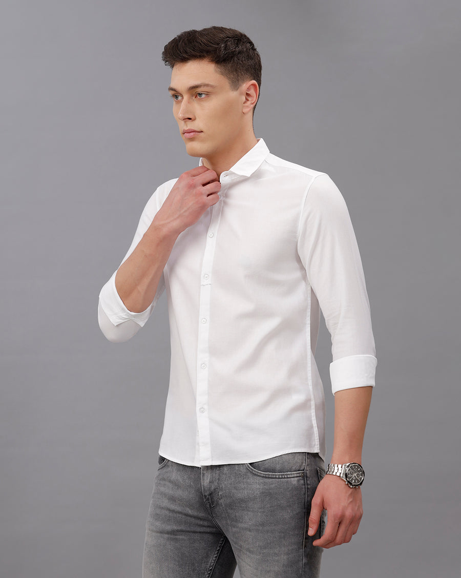 WHITE  SLIM FIT COTTON SHIRT