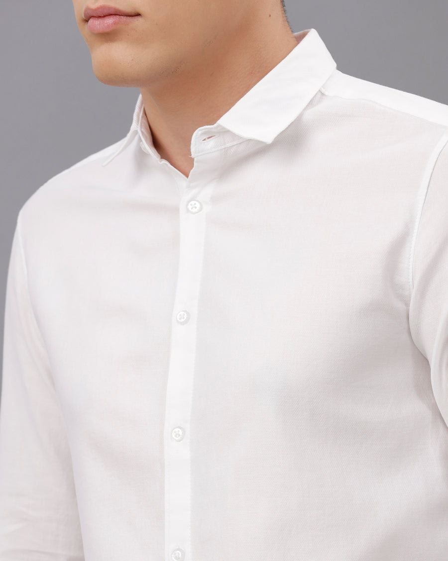 WHITE  SLIM FIT COTTON SHIRT