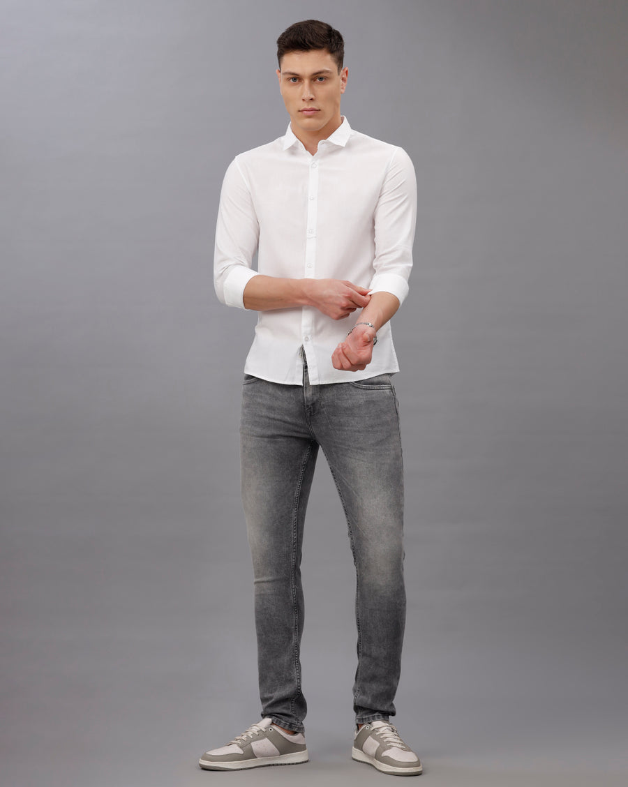 WHITE  SLIM FIT COTTON SHIRT