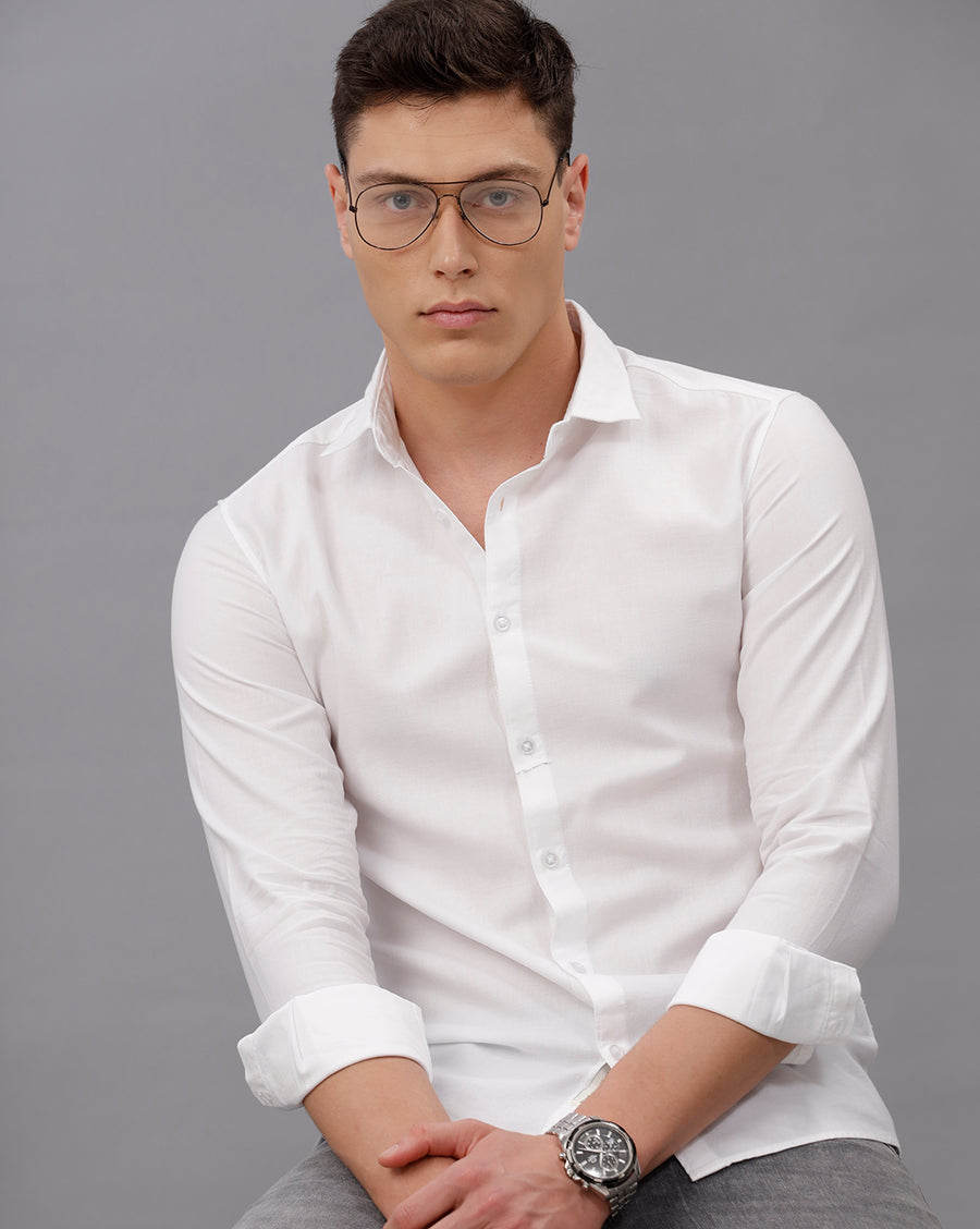 WHITE  SLIM FIT COTTON SHIRT
