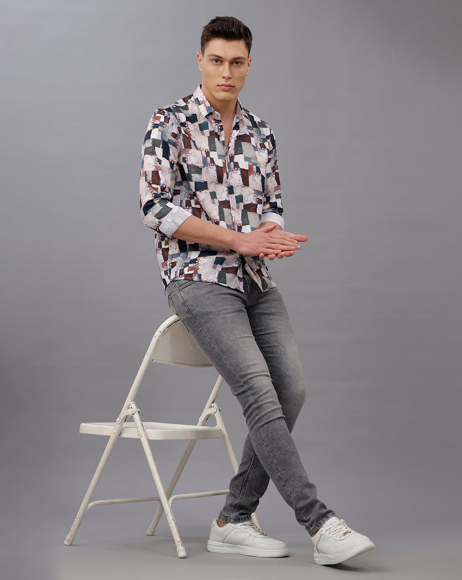WHITE REGULAR  FIT POLYESTER SHIRT