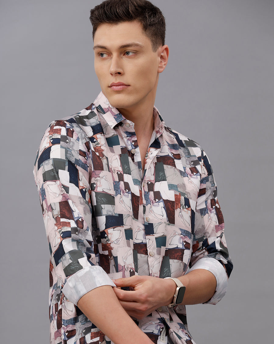 WHITE REGULAR  FIT POLYESTER SHIRT