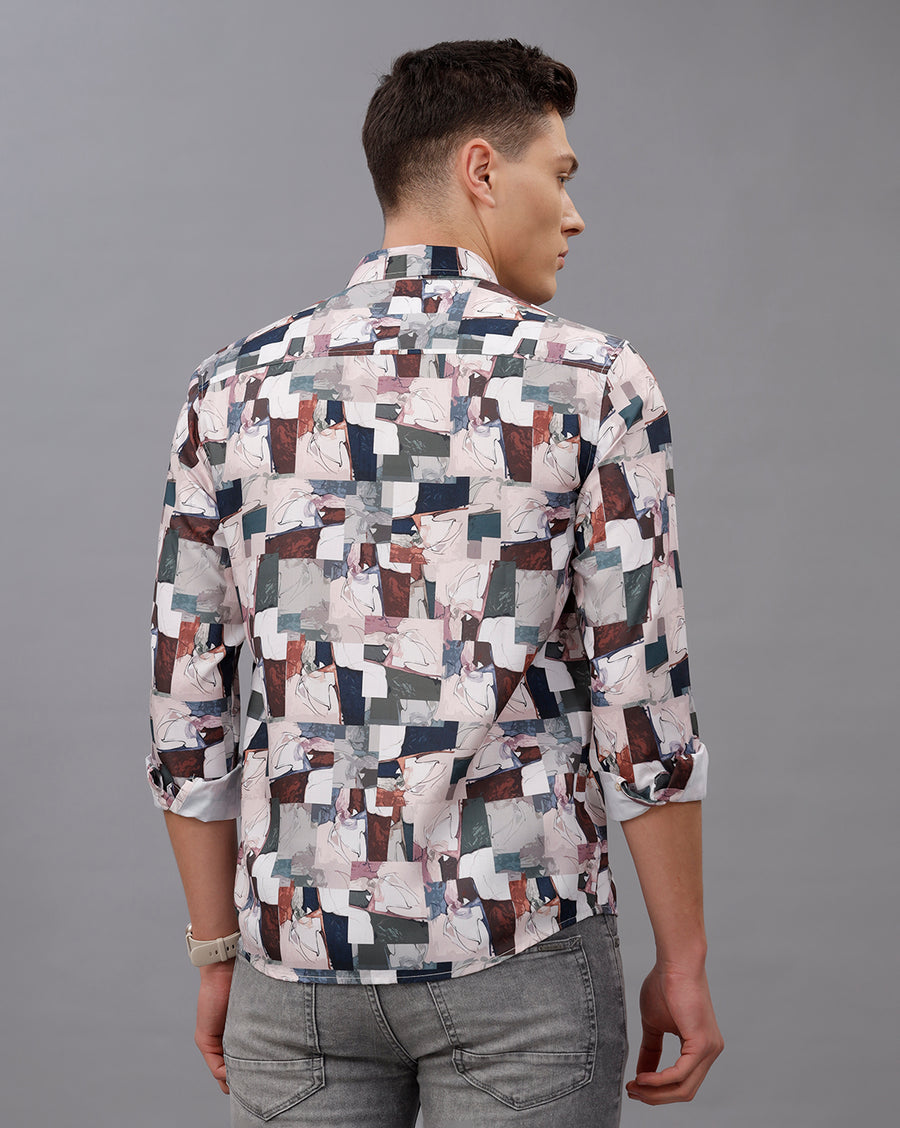 WHITE REGULAR  FIT POLYESTER SHIRT