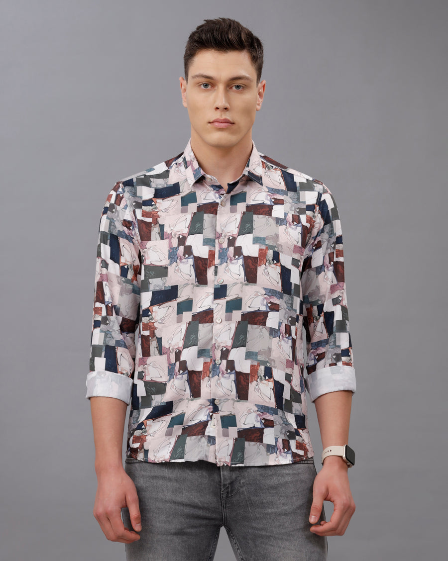 WHITE REGULAR  FIT POLYESTER SHIRT
