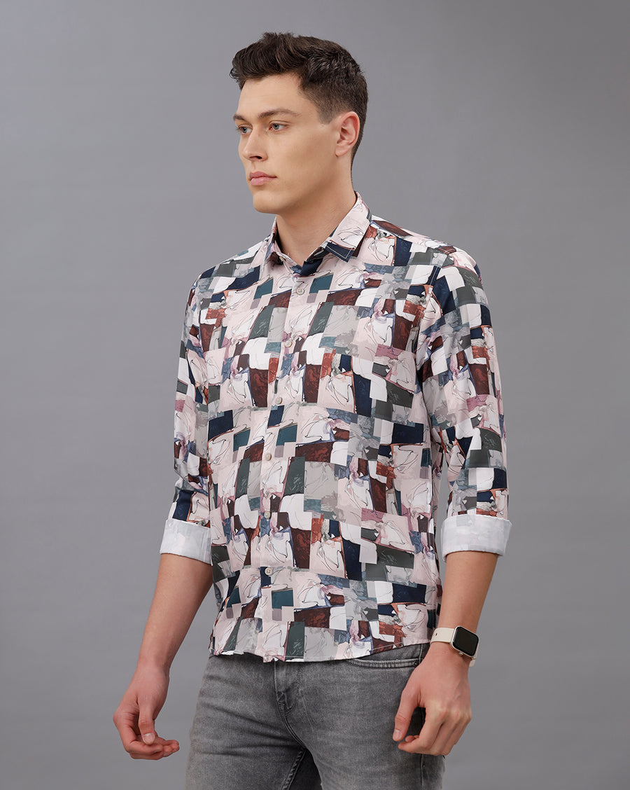 WHITE REGULAR  FIT POLYESTER SHIRT