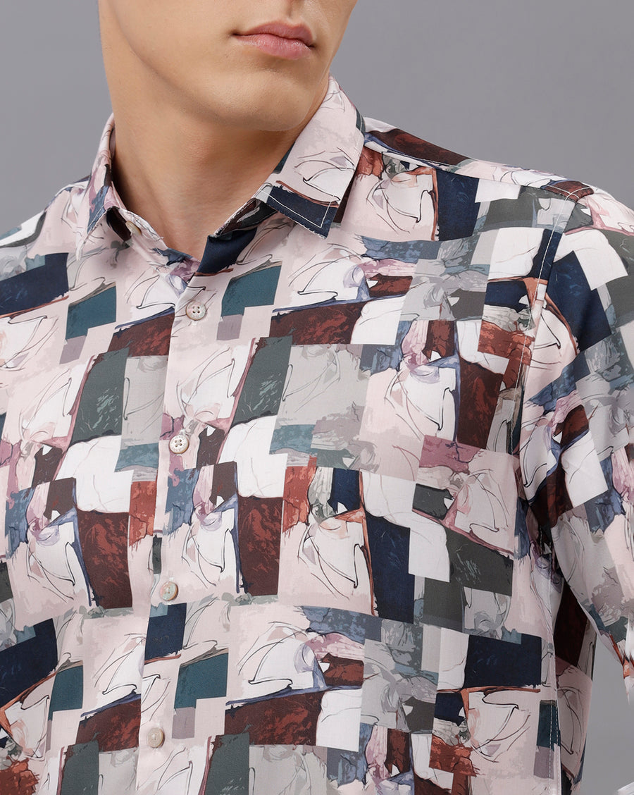 WHITE REGULAR  FIT POLYESTER SHIRT