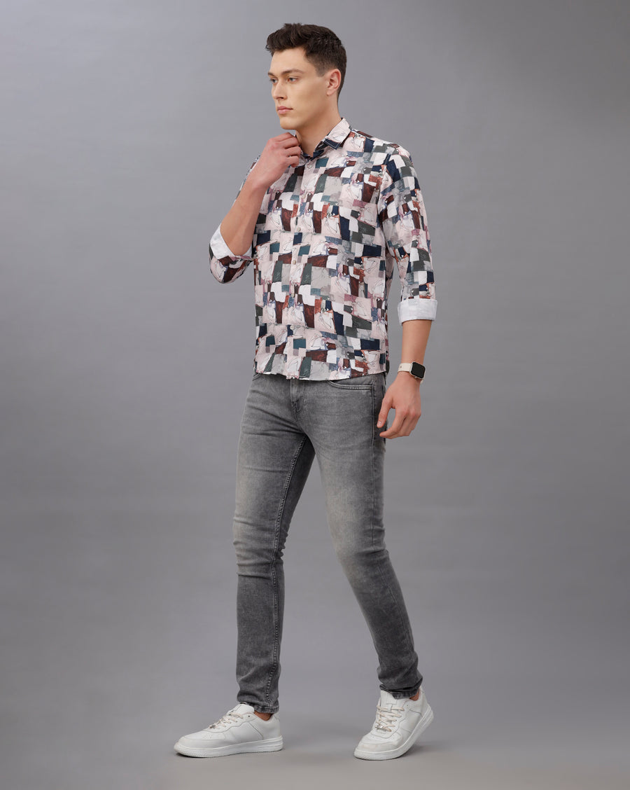 WHITE REGULAR  FIT POLYESTER SHIRT