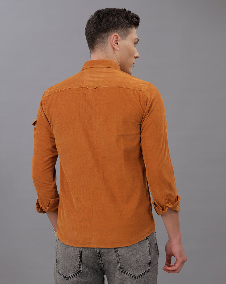 MUSTARD SLIM FIT COTTON SHIRT
