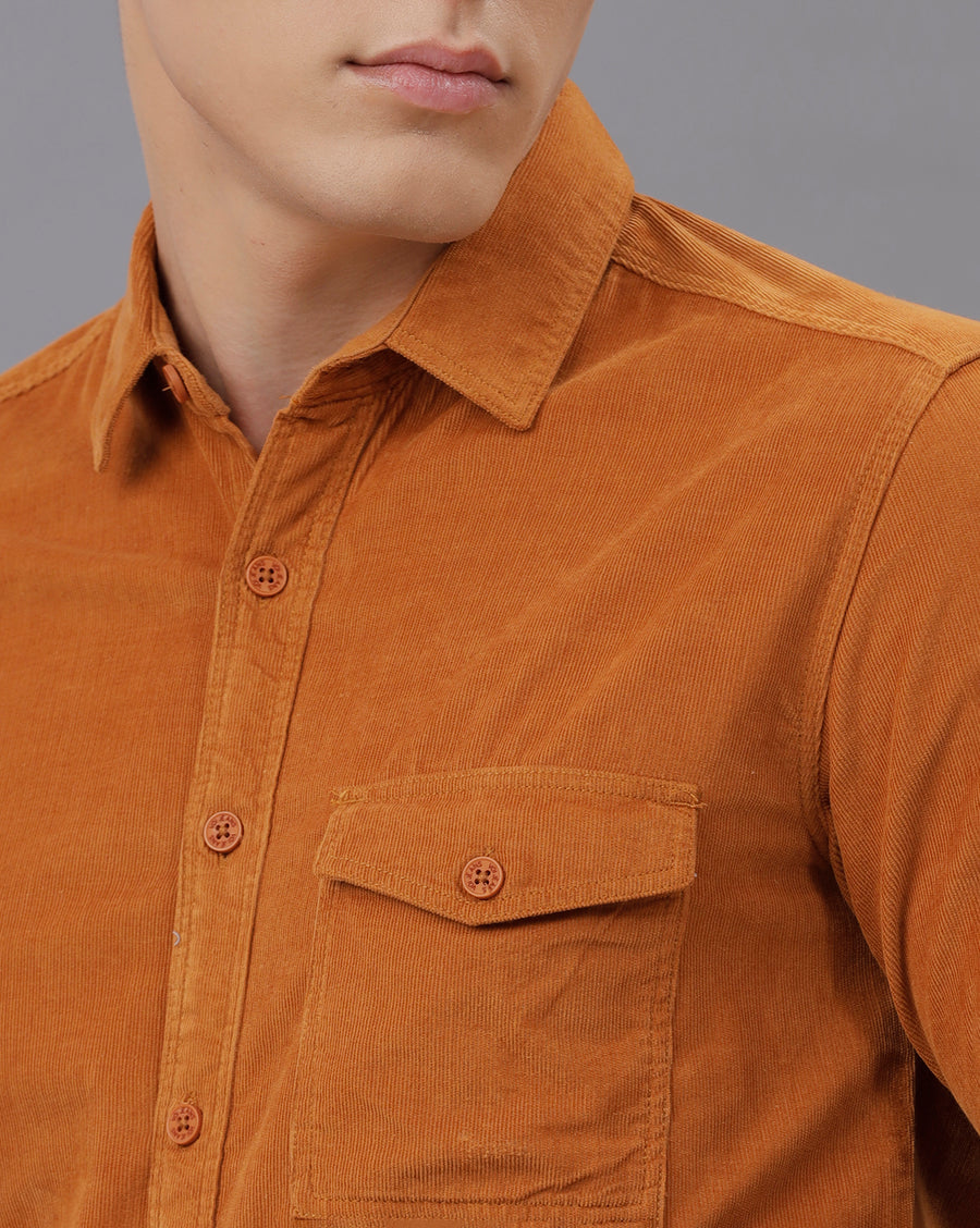 MUSTARD SLIM FIT COTTON SHIRT