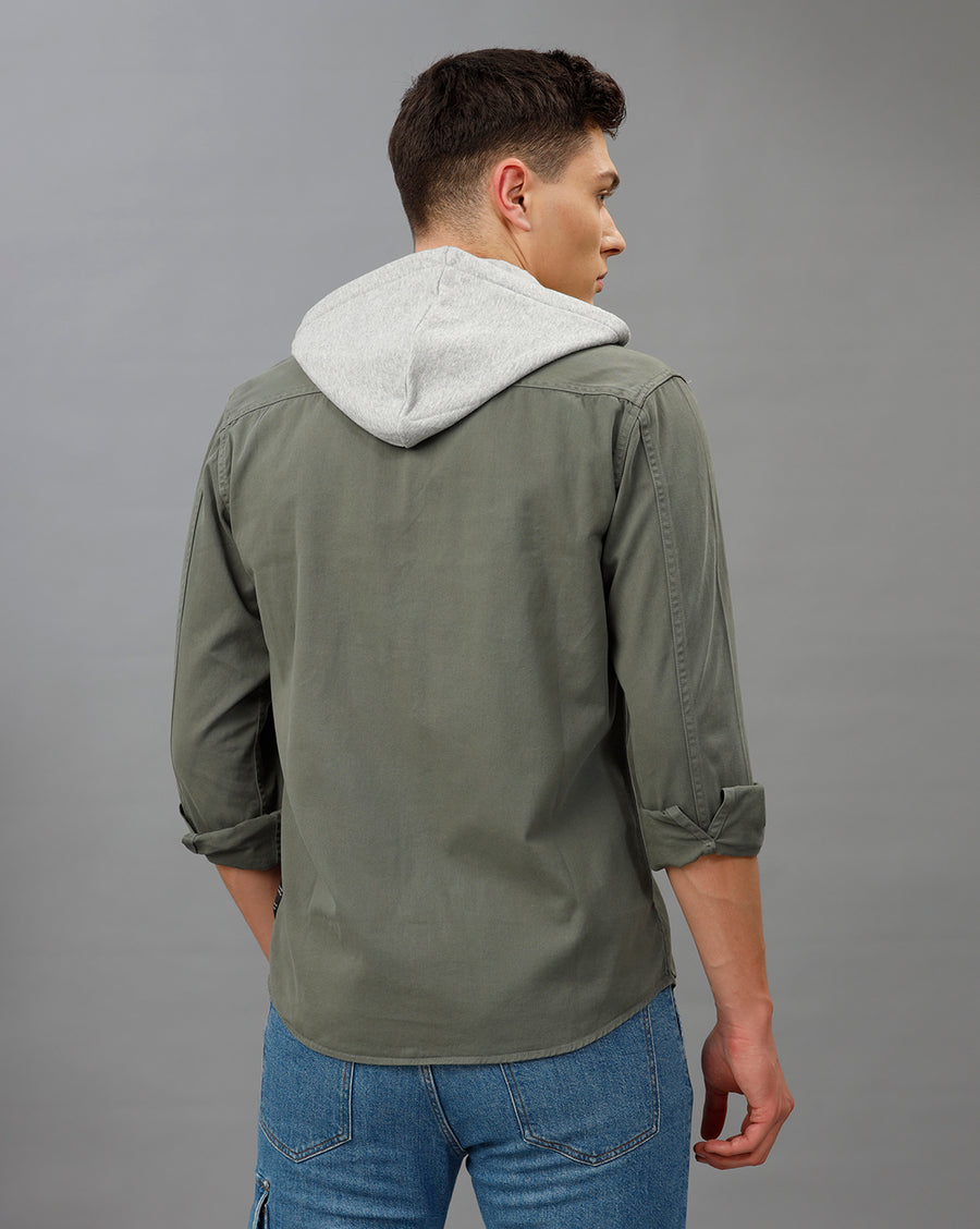 OLIVE REGULAR FIT SHACKET