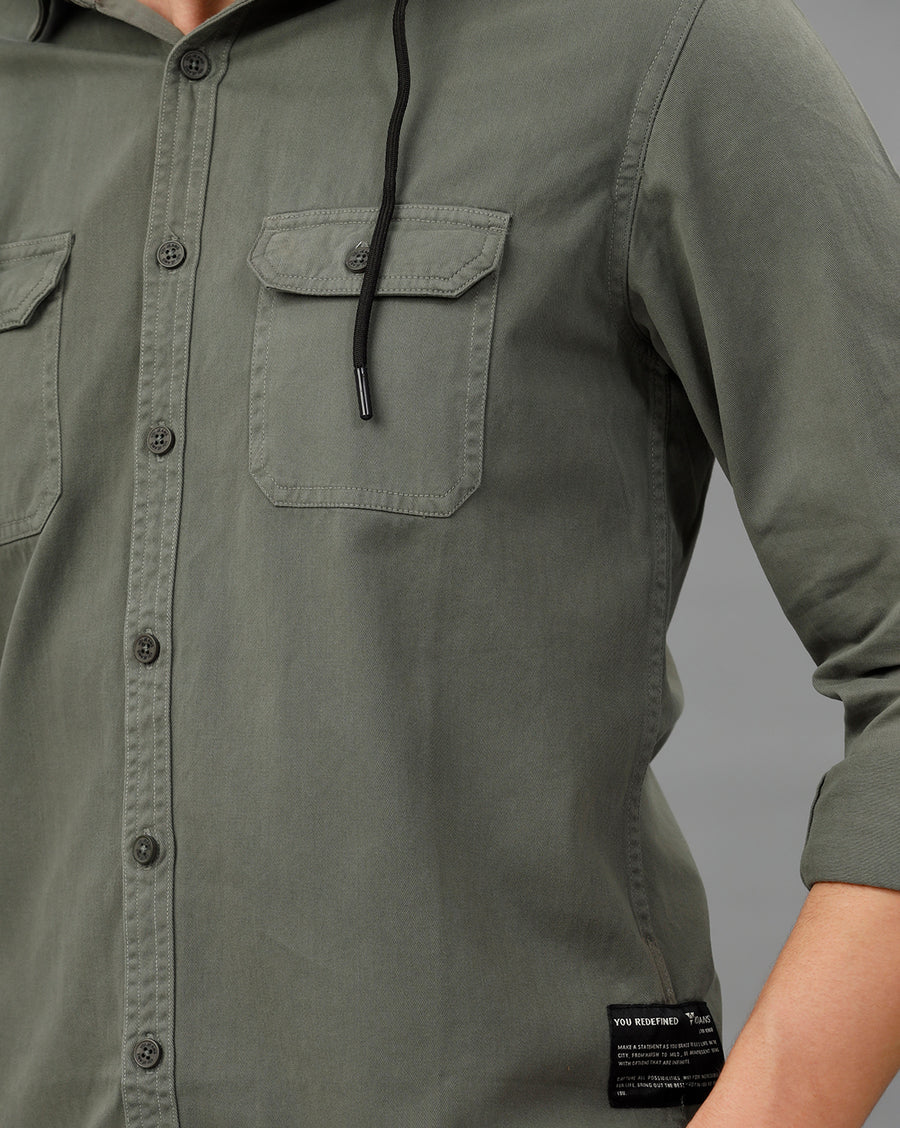 OLIVE REGULAR FIT SHACKET
