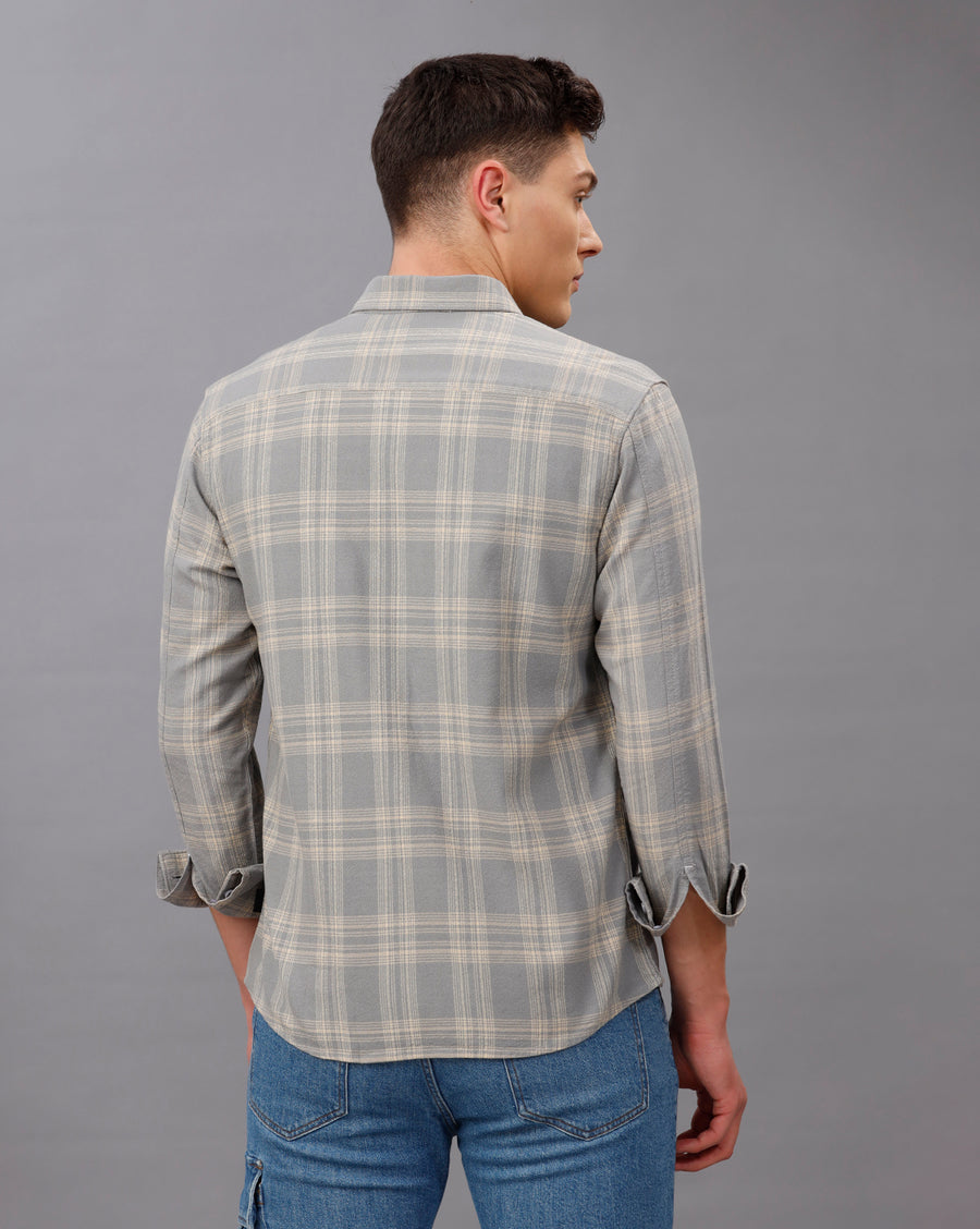 GREEN REGULAR FIT COTTON SHIRT