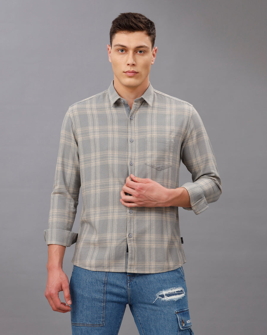 GREEN REGULAR FIT COTTON SHIRT