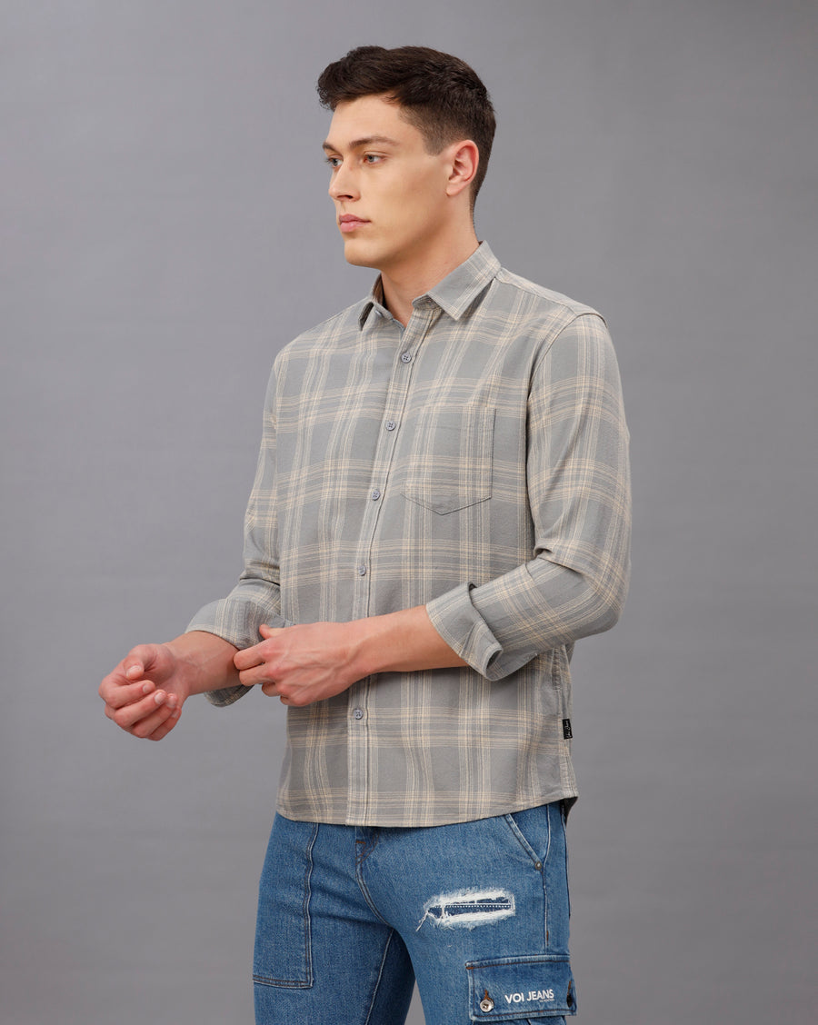 GREEN REGULAR FIT COTTON SHIRT