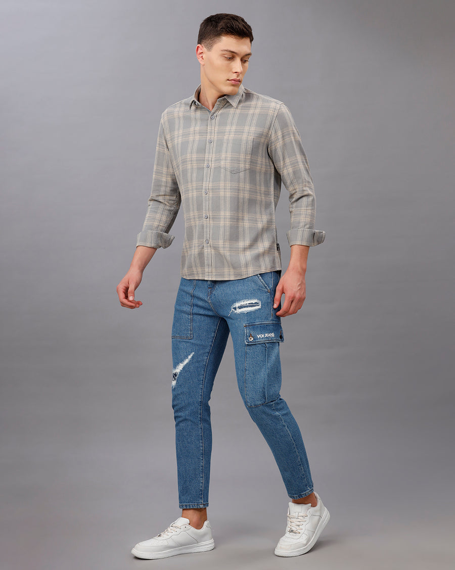 GREEN REGULAR FIT COTTON SHIRT
