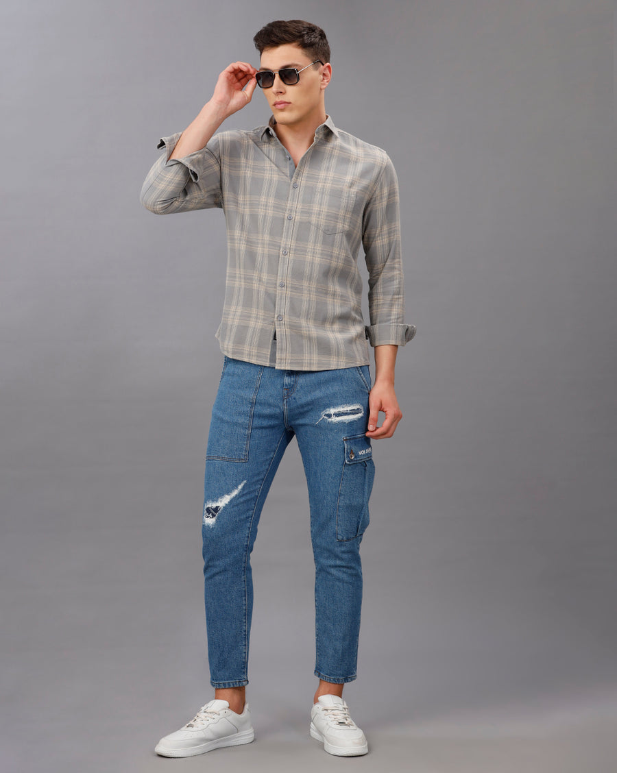 GREEN REGULAR FIT COTTON SHIRT