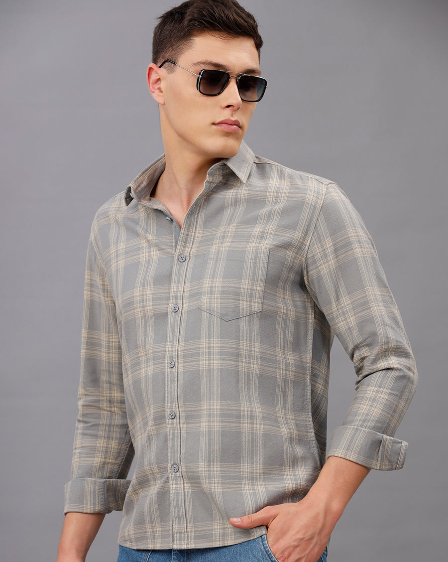 GREEN REGULAR FIT COTTON SHIRT
