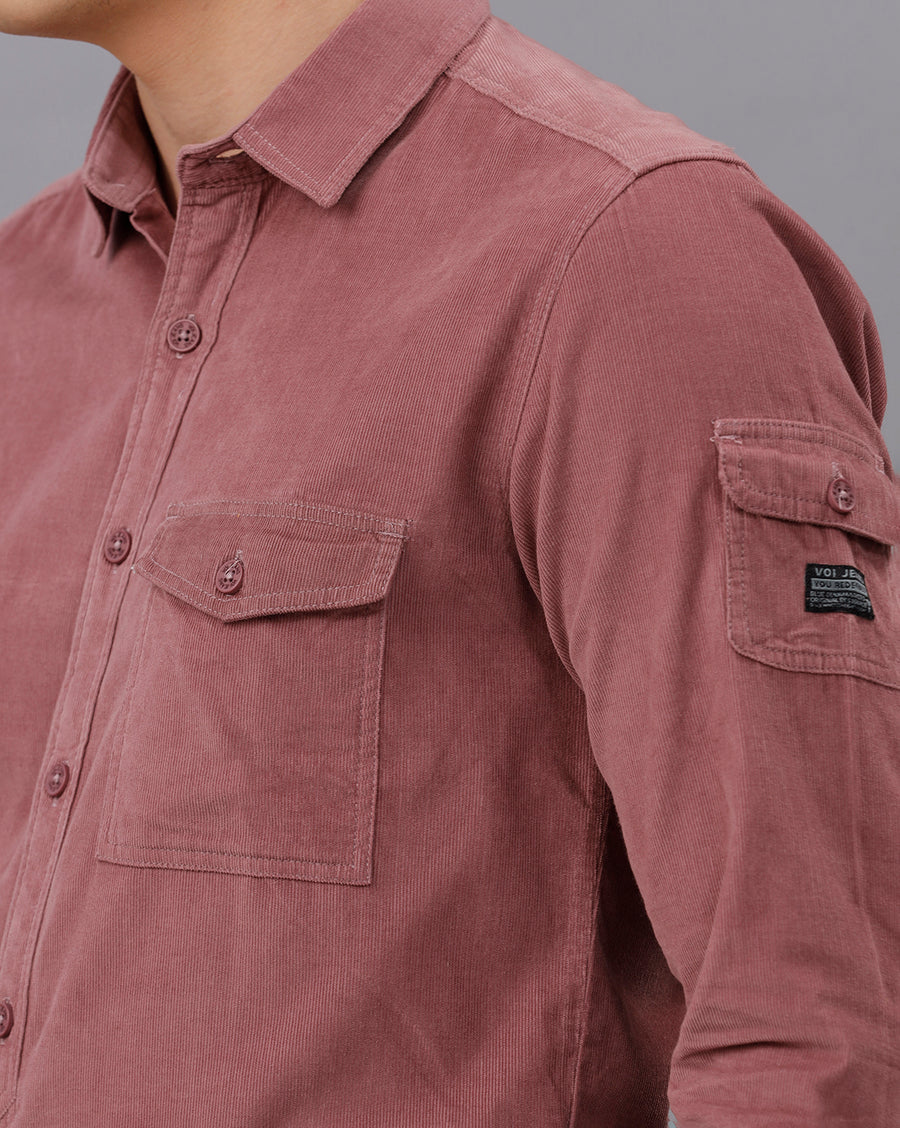 DUSTY ROSE SLIM FIT CORDUROY SHIRT