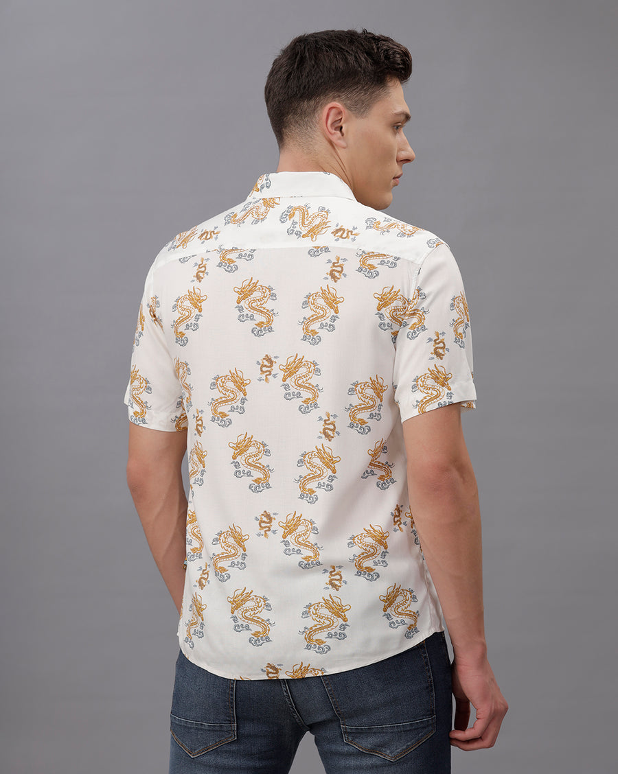 OFF WHITE BOXY FIT VISCOSE SHIRT