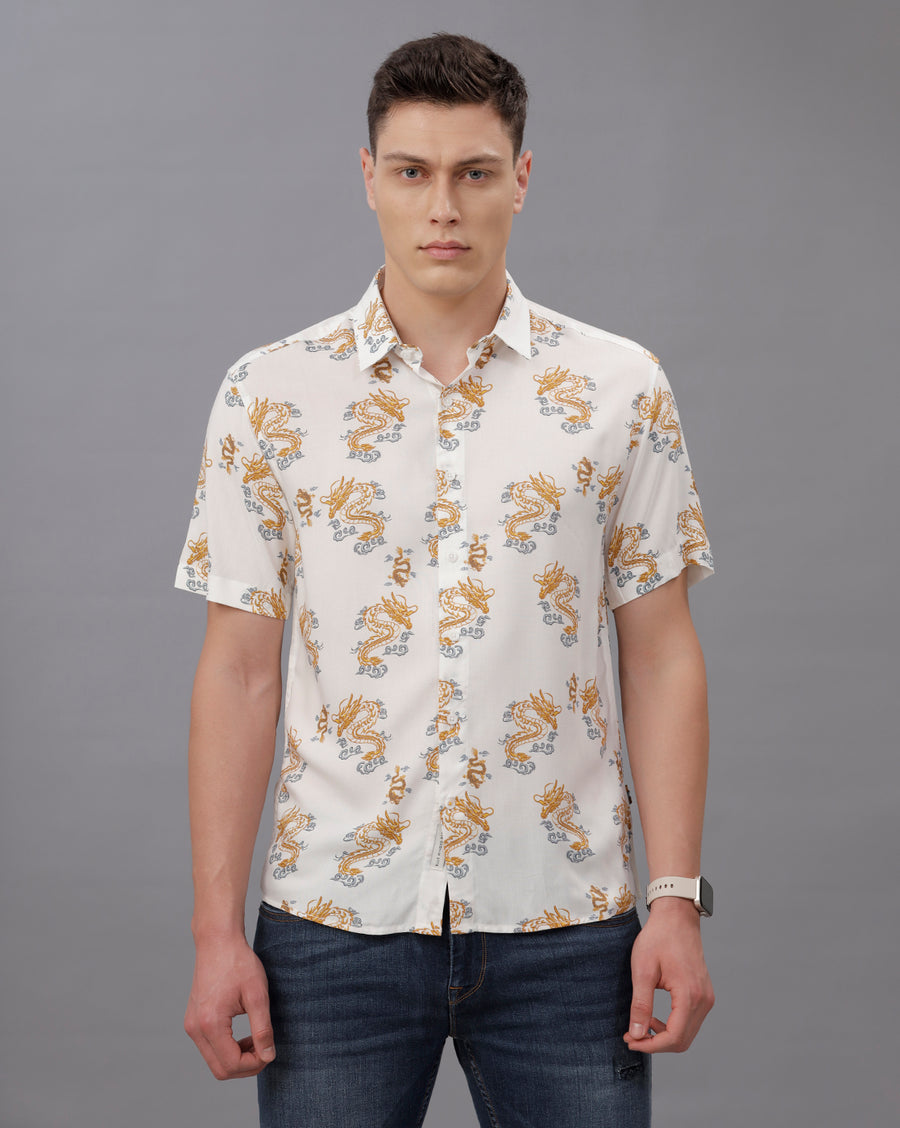 OFF WHITE BOXY FIT VISCOSE SHIRT