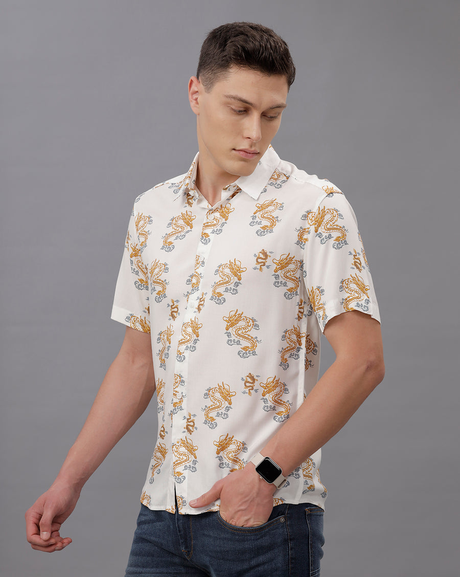 OFF WHITE BOXY FIT VISCOSE SHIRT