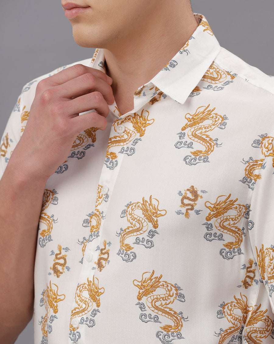 OFF WHITE BOXY FIT VISCOSE SHIRT