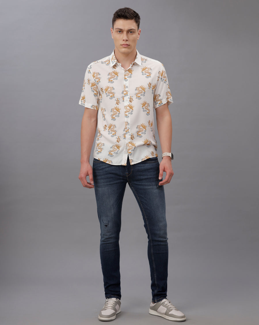 OFF WHITE BOXY FIT VISCOSE SHIRT
