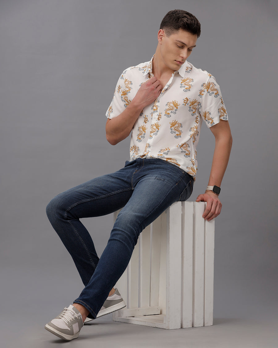 OFF WHITE BOXY FIT VISCOSE SHIRT