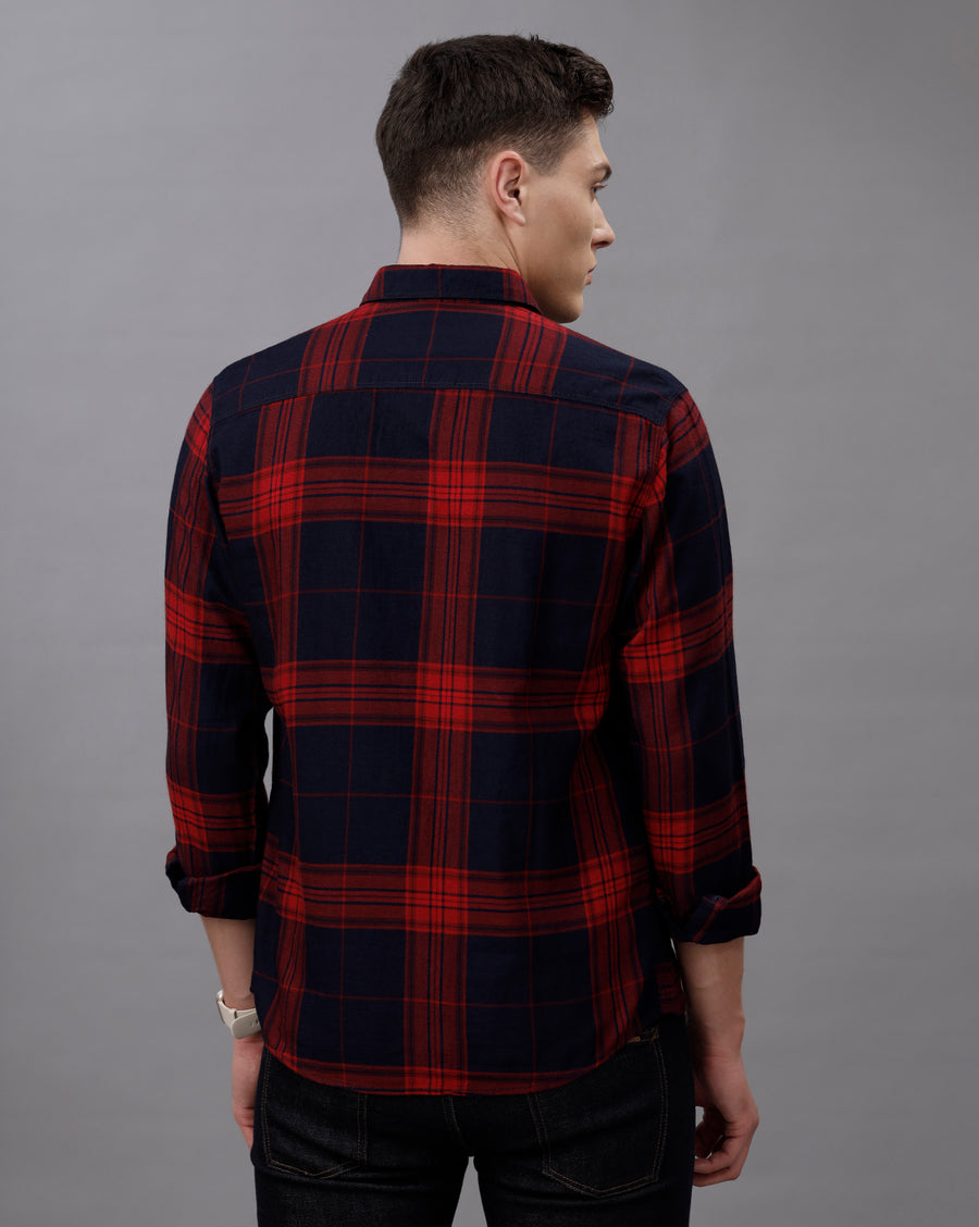 INDIGO RED REGULAR  FIT COTTON SHIRT