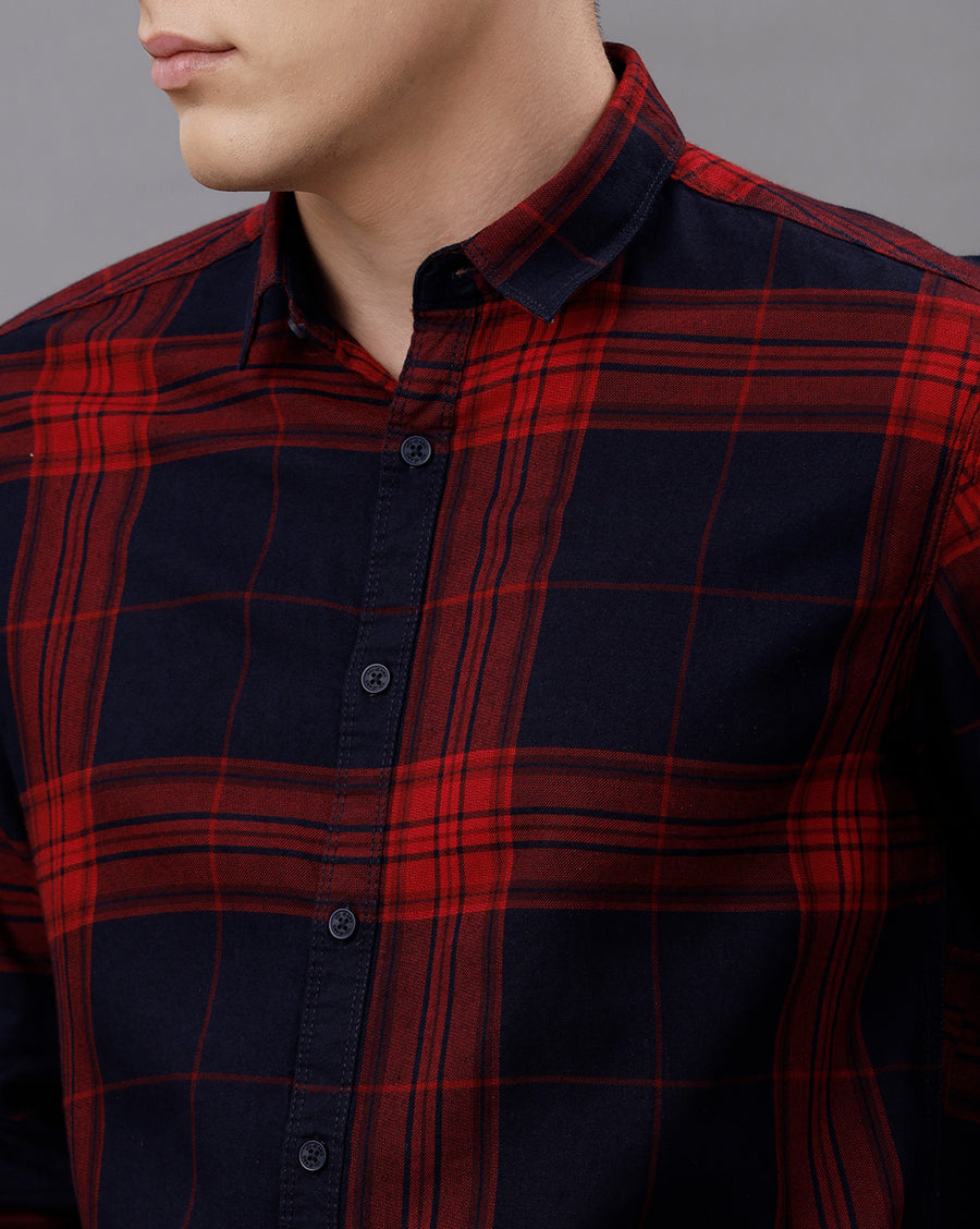 INDIGO RED REGULAR  FIT COTTON SHIRT