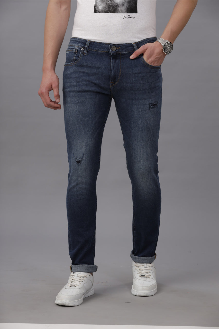 INDIGO TRACK SKINNY FIT JEANS