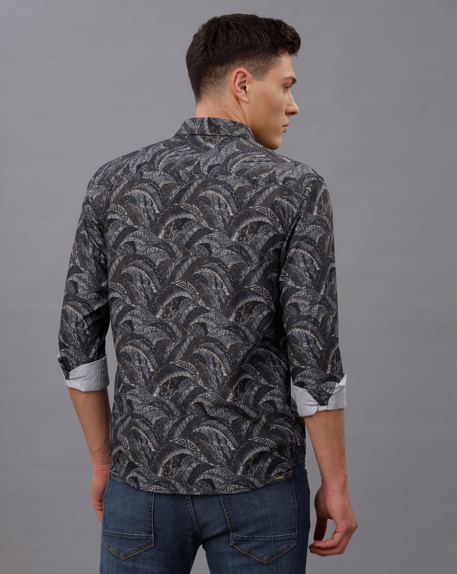 GREY REGULAR  FIT POLYESTER SHIRT