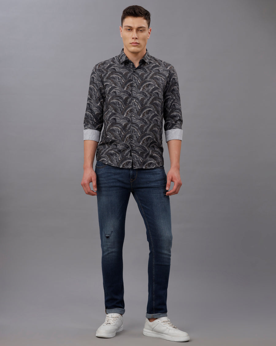 GREY REGULAR  FIT POLYESTER SHIRT