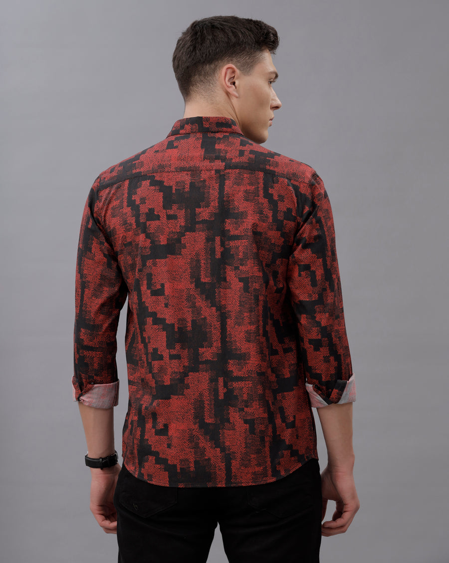 MAROON REGULAR  FIT COTTON SHIRT